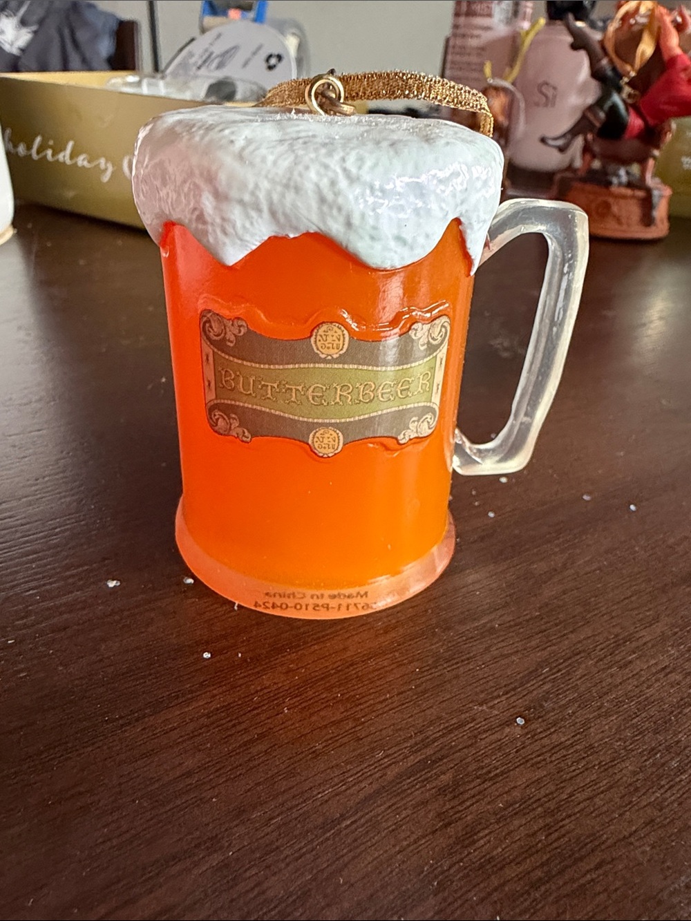 Butterbeer Orange Mug Ornament with Frosted White Top
